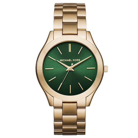 gold michael kors watch with green face|Michael Kors watches.